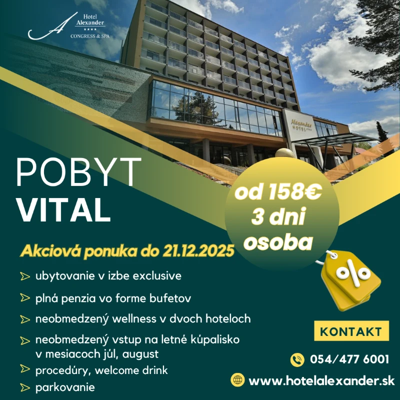 Akciový pobyt vital v hoteli Alexander ****
